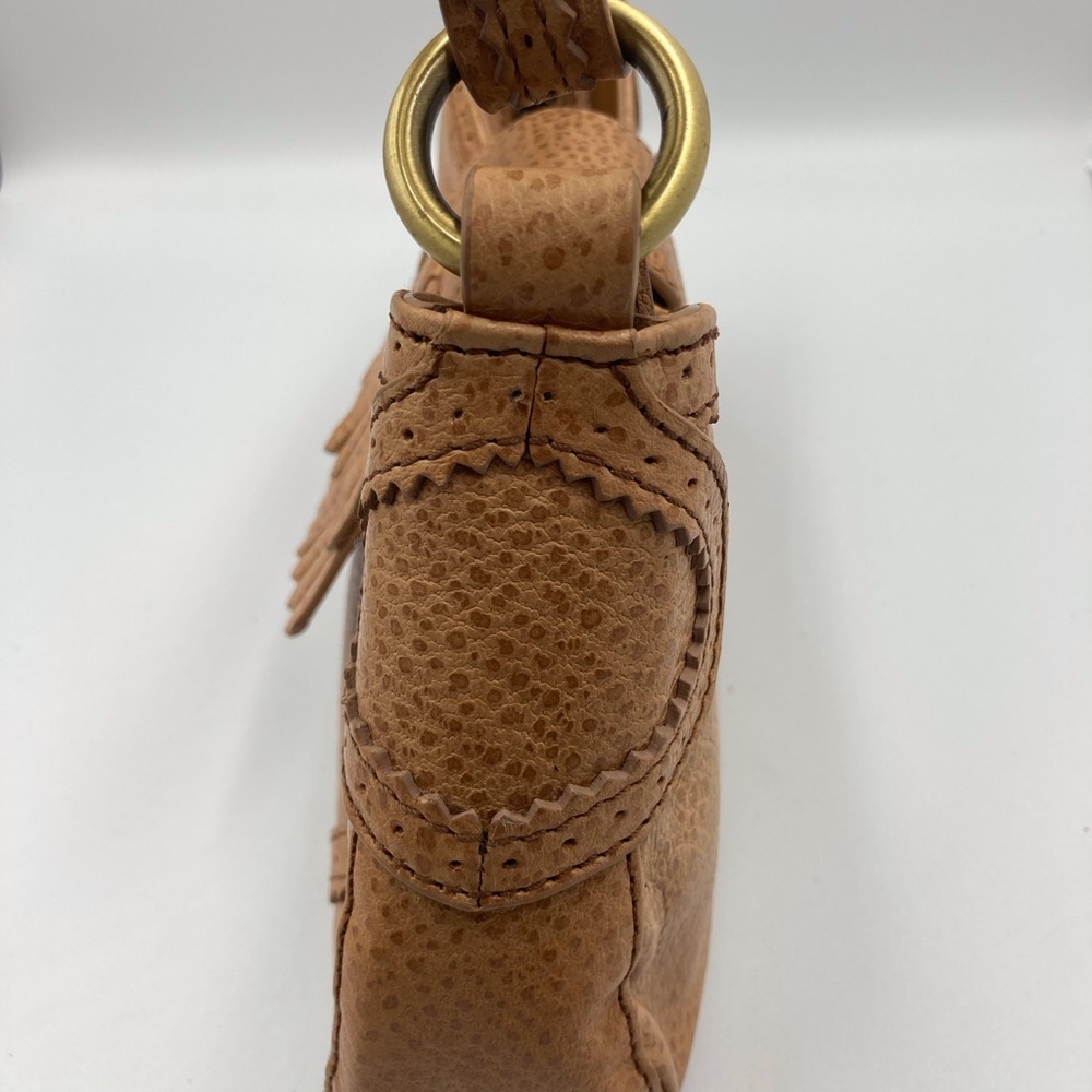Via Spiga Vintage Tan Western vibe pebbled leather shoulder bag - Picture 12 of 15